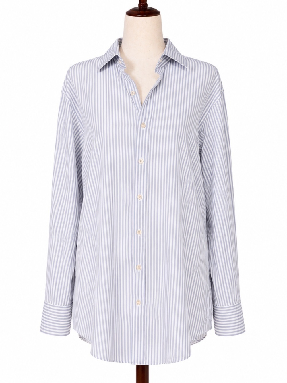 Proper Cloth Classic Blue and White Stripe Button-Up Shirt- men' S, women Medium